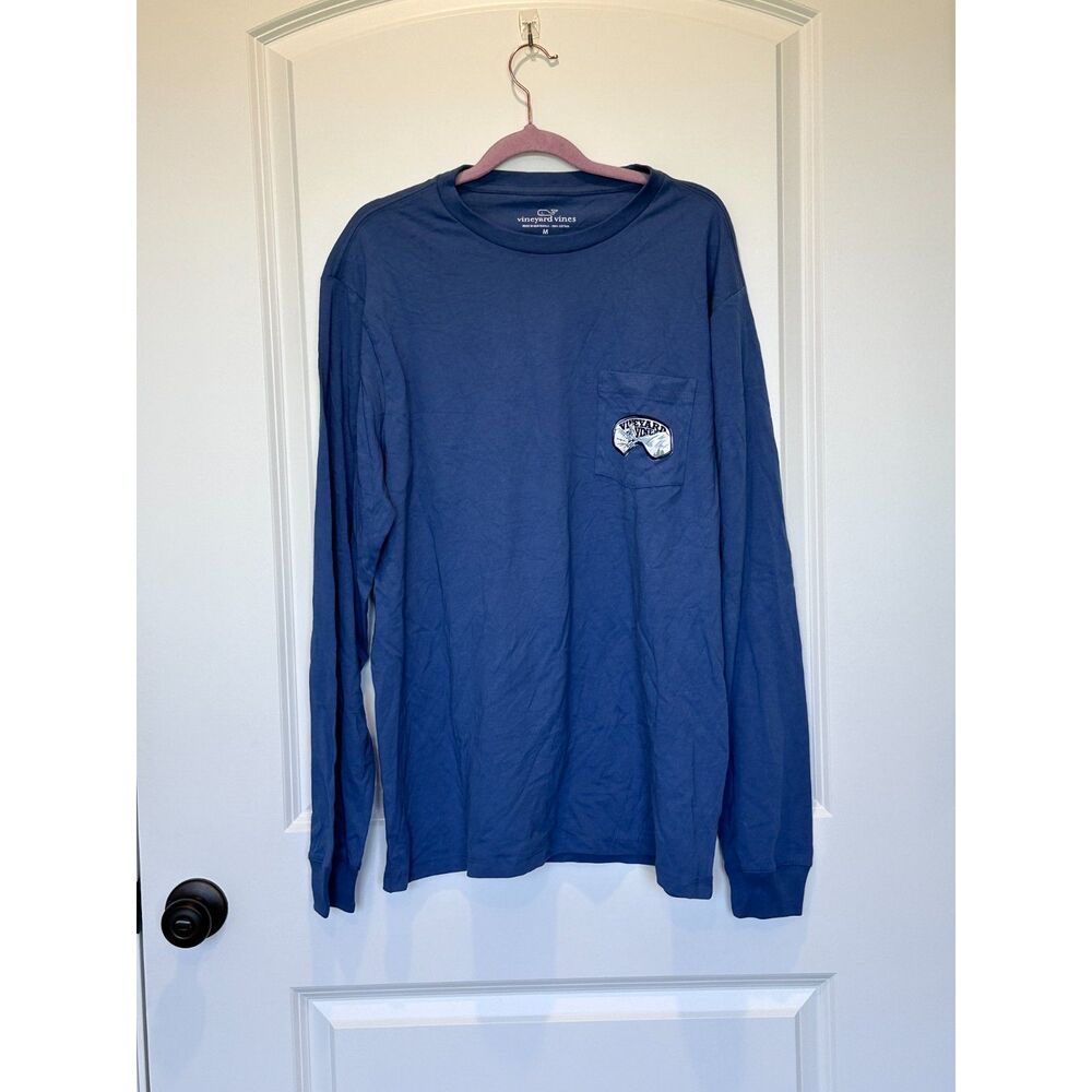 NWT Vineyard Vines Painted Ski Goggles Long Sleeve T-Shirt Blue Size Medium